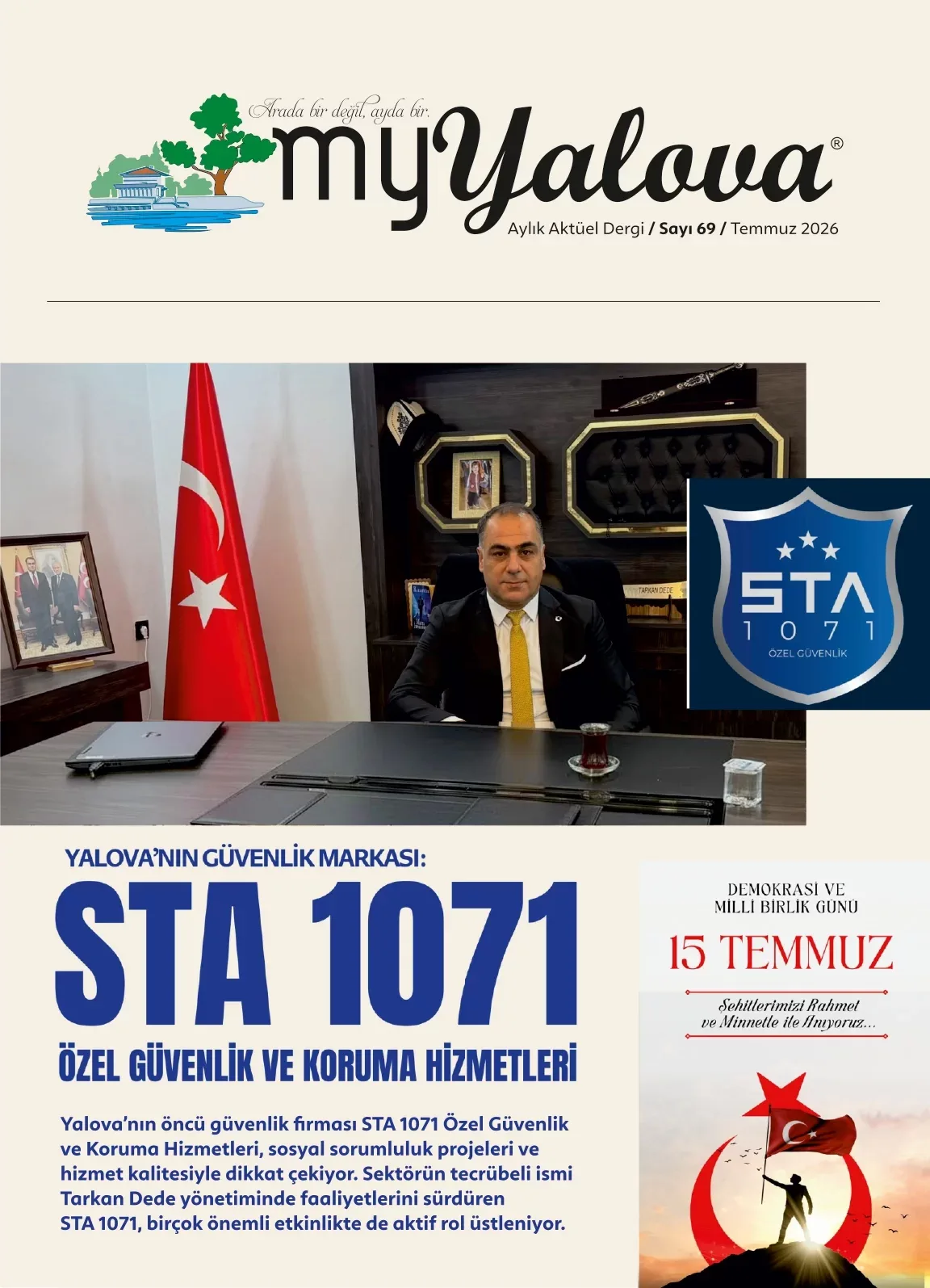 MyYalova Dergisi Sayı 69 kapağı: Yalova'nın güvenlik markası STA 1071